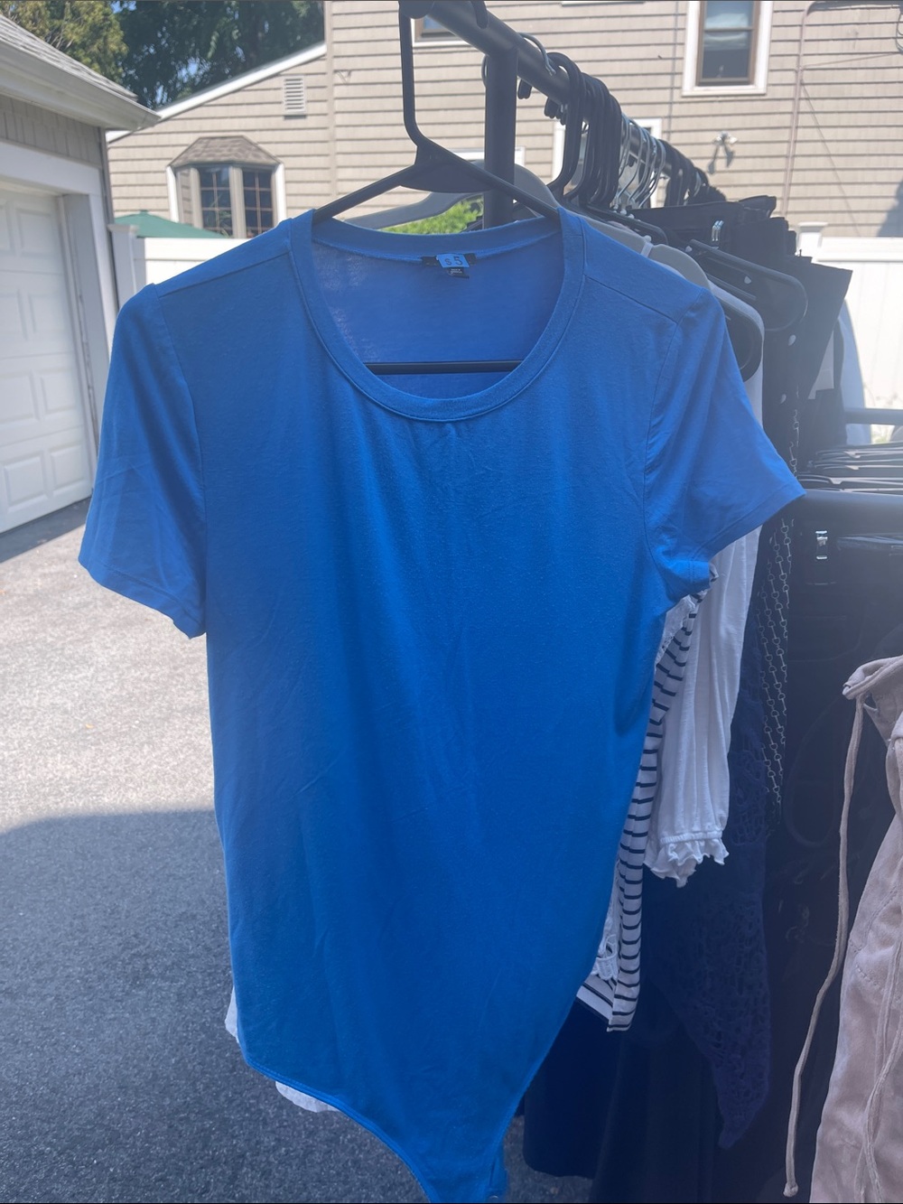 Express women Royal Blue Short Sleeve Crew Tee bodysuit
